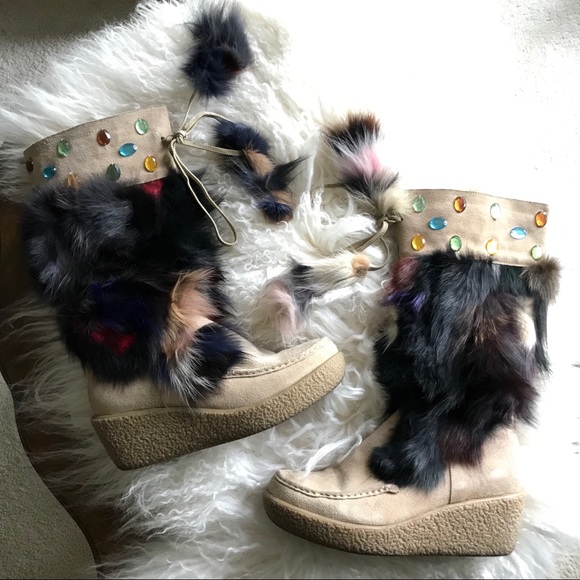 Foot Candy Colorful Fur Embellished Boots - Picture 8 of 8